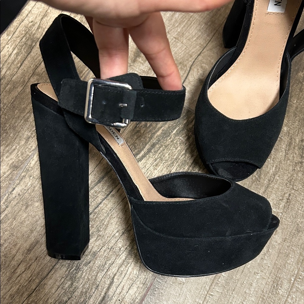 Steve Madden Black Suede Platform Heels